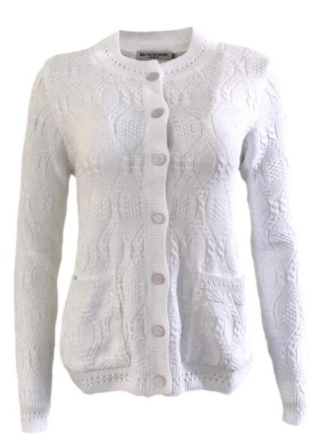 Beaumonde White Cable Knitted Cardigan