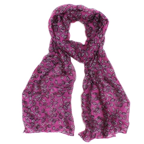 Cerise Leaf Print Scarf