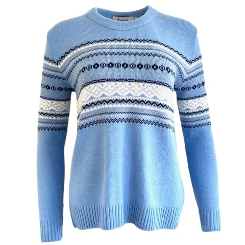 Emma Sky Blue Jacquard Design Jumper