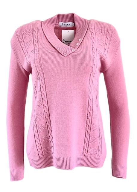 Emma Dusky Pink Four Button Jumper