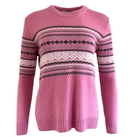 Emma Dusky Pink  Jacquard Design Jumper