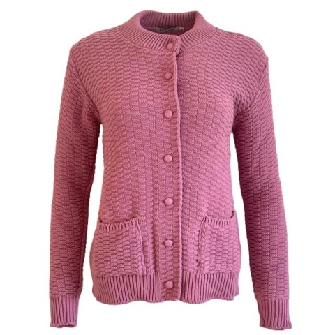 Emma Dusky Pink Round Neck Pocket Cardigan