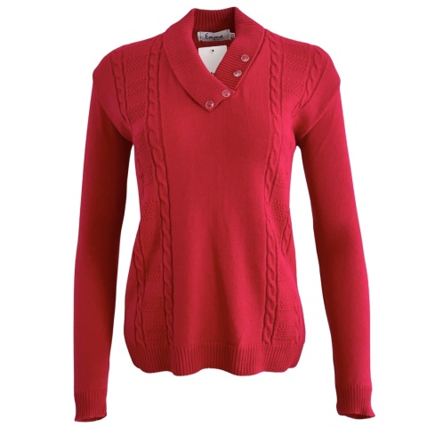 Emma Red Four Button Jumper