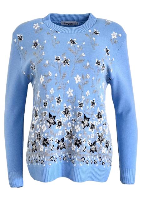 Emma Sky Blue Floral Jumper