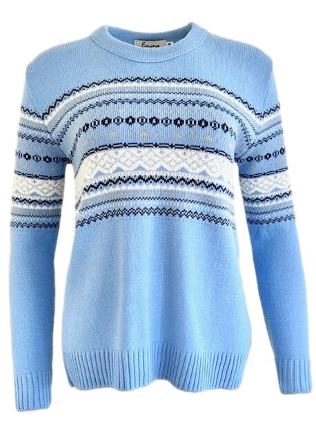 Emma Sky Blue Jacquard Design Jumper