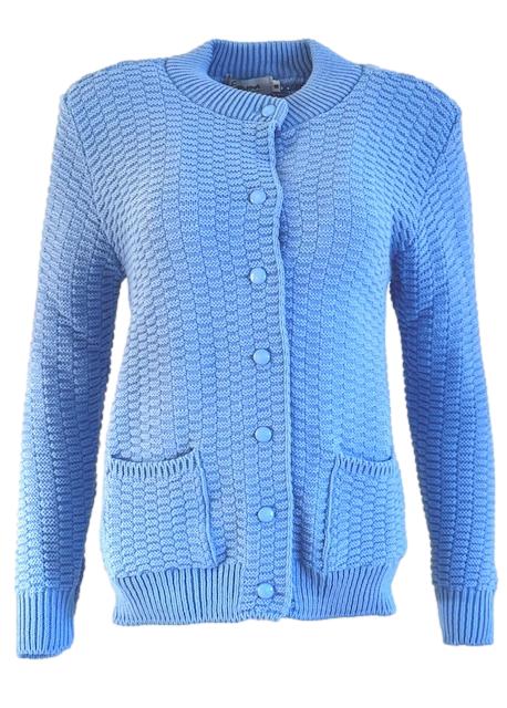 Emma Sky Blue Round Neck Pocket Cardigan