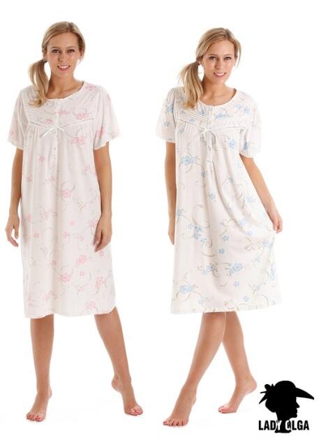 Lady Olga Jersey Floral Short Sleeve Nightdress