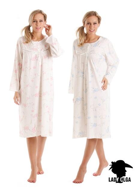 Lady Olga Jersey Long Sleeve Floral  Nightdress