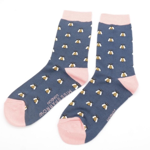 Miss Sparrow Bamboo Honey Bee Socks Navy