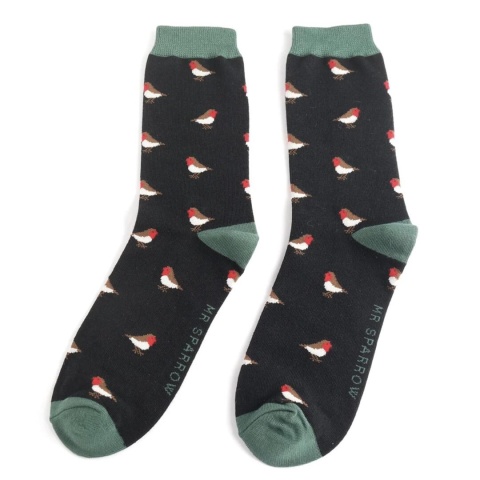 Mr Sparrow Men's Bamboo Little Robin Socks Black