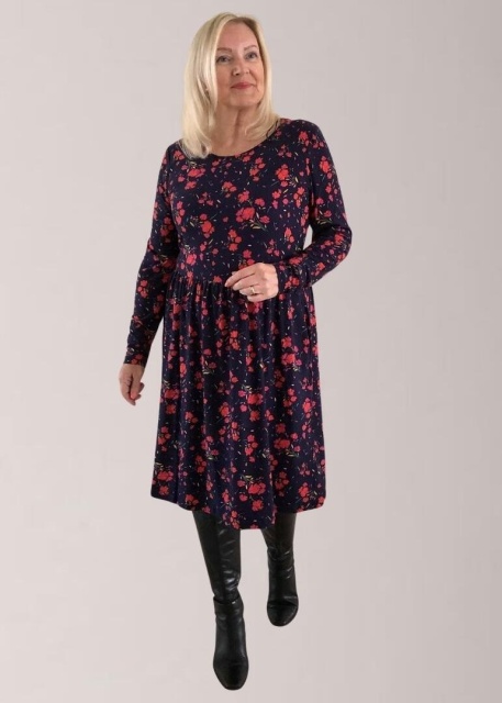 Mudflower Navy Ditsy Floral Soft Touch Dress