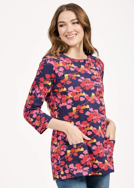 Mudflower Pink Leaf Print Tunic