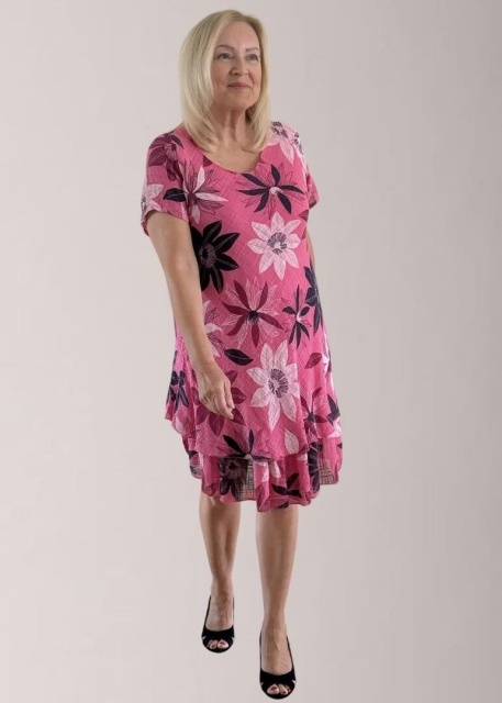 Nina Murati Italian Fuchsia Floral Dress