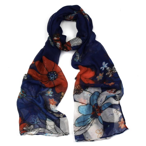 Navy Printed Scarf