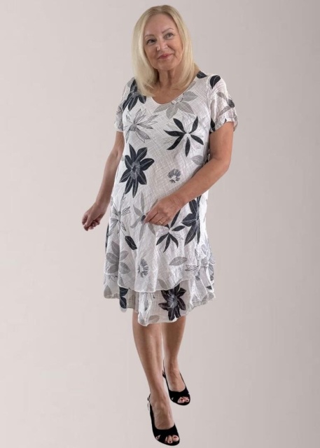 Nina Murati Italian White Floral Dress