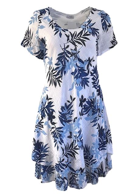 Nina Murati Italian White Leaf Print Dress