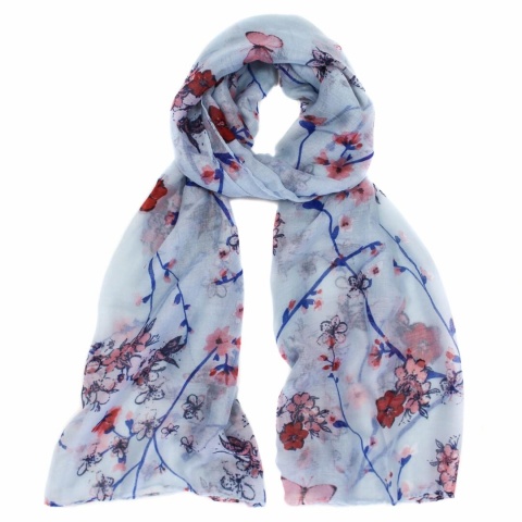 Pale Blue Printed Scarf