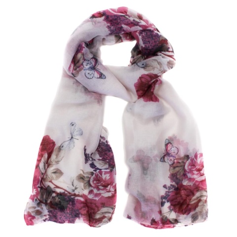 Pink Floral Print Scarf