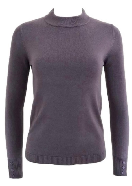 Pure and Natural Purple Button Cuff Turtle Neck Jumper