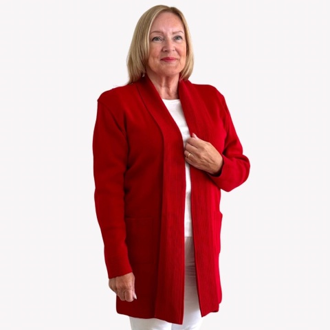 Pure and Natural Red Edge to Edge Pocket Cardigan