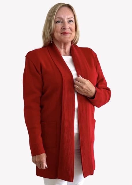 Pure and Natural Red Edge to Edge Pocket Cardigan