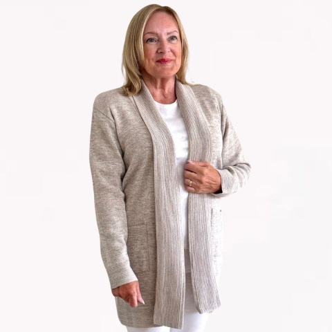 Pure and Natural Stone Edge to Edge Pocket Cardigan