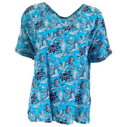 Sugar Crisp Turquoise Patterned Top