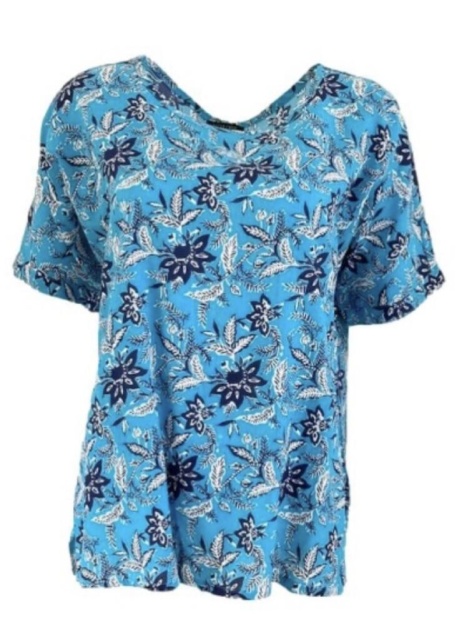 Sugar Crisp Turquoise Patterned Top