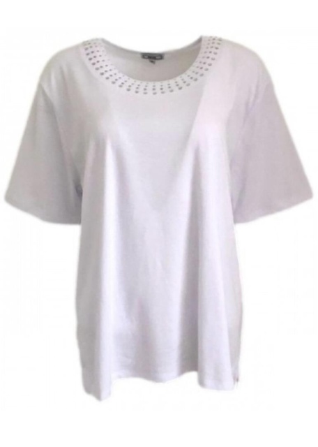 Text White Plus Size Diamante Detail T-Shirt